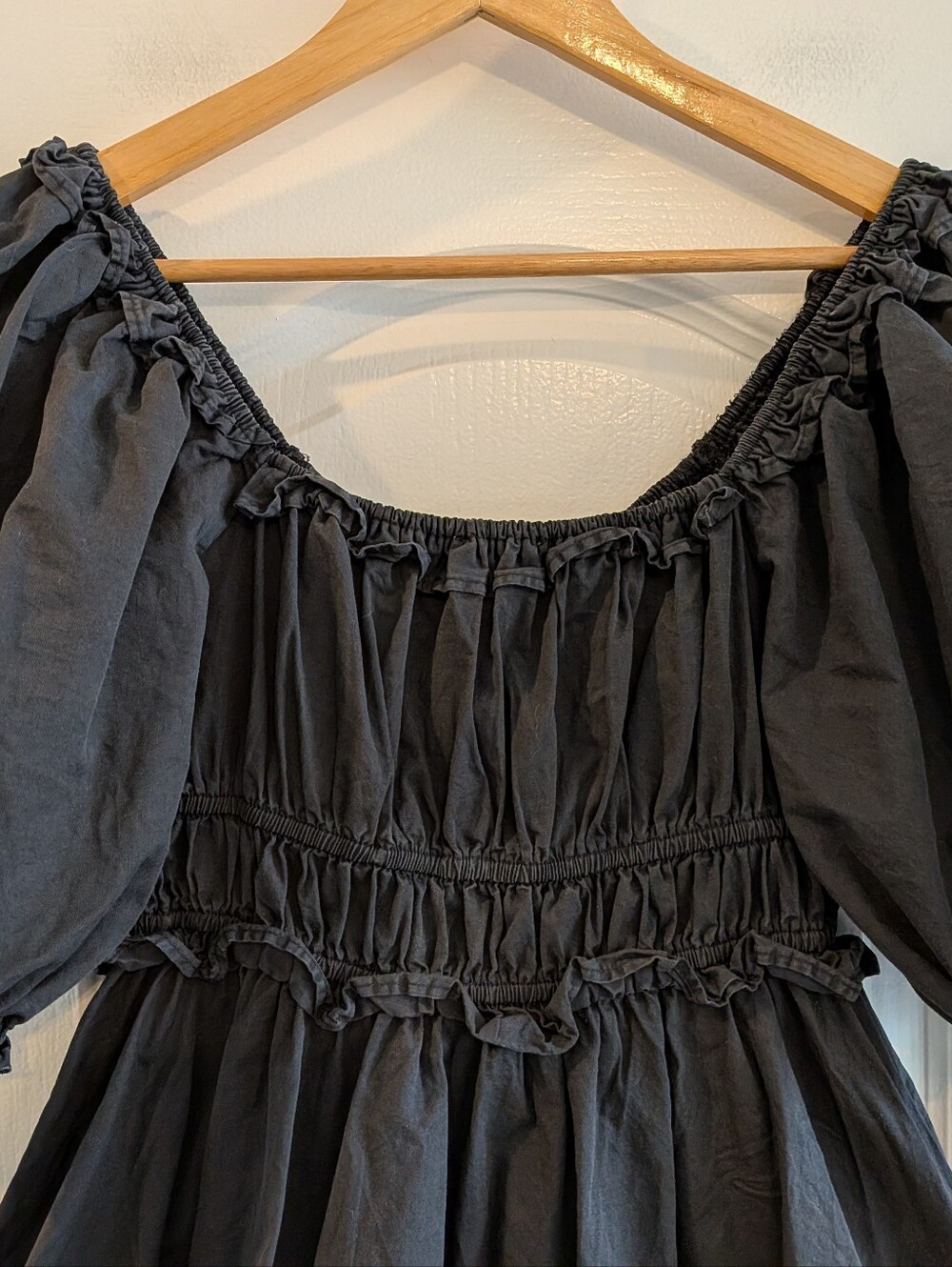 Sofie The Label Black Puff Sleeve Smocked Babydoll Cottagecore Mini Dress Size S - Picture 9 of 16